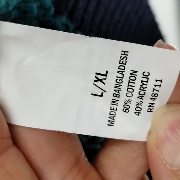 Falls Creek blue green color block stripe button cardigan sweater large XL - Picture 7 of 9